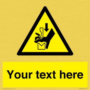 Custom warning hand crushing between press brake tool